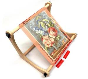 lot 6347 image: Nurge Adjustable Embroidery Table Stand, Cross Stitch Hoop Stand for Lap or Table Top Cross Stitch or Tapestry , Embroidery Hoop Holder. Hand Polished Natural Wood 190-3 ( 30cm )