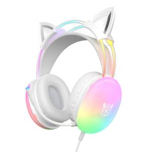 lot 6351 image: ONITOON Cat Ear Gaming Headset with Mic, RGB Rainbow Lighting, Surround Sound, 3.5mm Wired Over-Ear Headphones for PCSwitchLaptop, Lightweight and Adjustable Headband