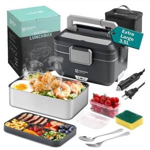 lot 6354 image: Annie & Mia Design Electric Lunch Box for Adults, 100w 3.5L 2-Layer Portable Food Warmer, Dual Mode 2.5L  1L Heated Lunch Box for Adults, HomeCarOfficeTruck Use, Lonchera El�ctrica Port�til