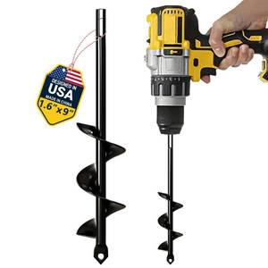lot 6357 image: K-Brands Auger Drill Bit for Planting �� 1.6 x 9 Inch - Spiral Hole Planter for Bulbs, Bedding Plants, and Umbrella Holes - 38 Inch Hex Drive used