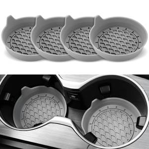 lot 6358 image: SINGARO Car Cup Holder Coaster, Silicone Cup Holder Insert, Universal Non-Slip Cup Holders, Car Accessories Interior for Women and Man 4 Pack Gray