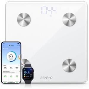 lot 6362 image: RENPHO Smart Scale, Digital Bathroom Scale for Weight, Scale with BMI, Body Fat, Muscle Mass, Body Composition Analysis, Highly Accurate Bluetooth Scale with APP, 400lbs, White-Elis 1