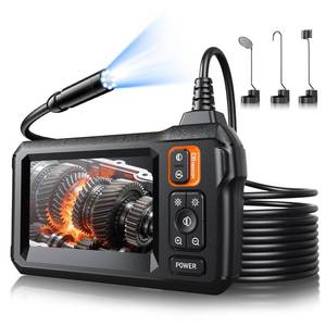 lot 6384 image: Endoscope Camera with Light, Inspection Borescope Camera with 4.3 IPS Screen, 1920P HD with 8 LED Lights, 16.6FT Semi-Rigid Cord Bore Scope, IP67 Waterproof Endoscope for Sewer, Tools(Orange)
