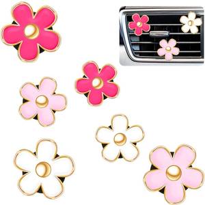 lot 6403 image: Frienda 6 Pcs Daisy Flower Air Vent Clip Accessories Air Conditioning Outlet Clip Car Air Freshener Dashboard Accessories Charm Car Inter Decor(3 cm, 3.3 cm,Red, Pink, White)