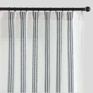 lot 11371 image: jinchan Striped Linen Blend Curtains 90 Inches Long for Living Room Black Stripe Semi Sheer Light Filtering Modern Farmhouse Drapes for Bedroom Curtain Set 2 Panels
