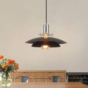lot 11374 image: LWWHQ 1-Light Modern Black Pendant Lights Kitchen Island, 11.8 inch Farmhouse Pendant Light, Kitchen Pendant Lighting with Double-Tier Shade, Island Pendant Light for Kitchen, Dining Room Bedroom