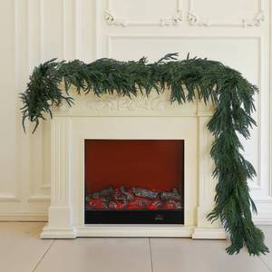 lot 11375 image: IDEVRE Norfolk Pine Garland Artificial Real Touch Green Thick Faux Norfolk Pine & Cedar 9FT Greenery Christmas Decor for Mantle Fireplace Wall Table Railings Indoor Outdoor Xmas Decorations