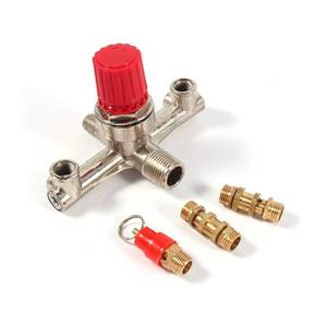 lot 11387 image: Air Compressor, Double Outlet Tube Alloy Air Compressor Switch Pressure Regulator Valve Fit Part, Piston type structure, High precision voltage regulation