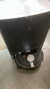lot 11388 image: EcoVacs  Roomba Robotic Vacuum Cleaner with Charging Station (Turns On) (Robot Missing Top plastic Piece And Brushes) (Used)