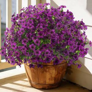 lot 11432 image: Grunyia 20 Bundles Artificial Flowers for Outdoors, UV Resistant Fake Plants Flowers Greenery Shrubs Plants for Decoration Outside Plants Hanging Planter Home Garden Decor (Purple)