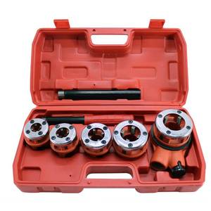 lot 11443 image: HFS(R Ratchet Pipe Threader Kit - Ratcheting Pipe Threading Tool Set with 5 Dies 38, 12, 34, 1, 1-14