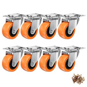 lot 11456 image: 1.5 Inch Casters, ASHGOOB Caster WheelsCasters Set of 8, 360° Swivel Universal Plate Caster Wheels for Storage BoxSmall FurnitureKitchen Appliances, Orange Polyurethane (PU) Castors (8 Pack) (Only 6)