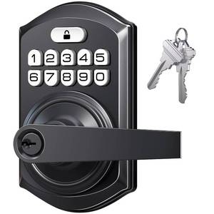 lot 12014 image: TEEHO TE004 Keyless Entry Keypad Door Lock with Handle - Smart Digital Electronic Lock for Interior Door with Anti-Peeping, Auto Lock & Passage Mode - Easy Installation - Matte Black