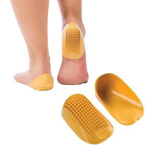 lot 12015 image: Tulis Classic Heel Cups, Cushion Insert for Plantar Fasciitis, Shock Absorption, and Heel Pain Relief, Yellow, 2 Pairs, Regular