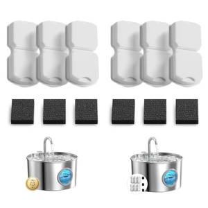 lot 12032 image: GIOTOHUN Cat Water Fountain Filter Replacement 12 Cat Fountain Filter - 12 Pet Fountain Filter - 6 Carbon Filters & 6 Foam Filters - Suitable for GIOTOHUN Stainless Steel Cat Fountain S11