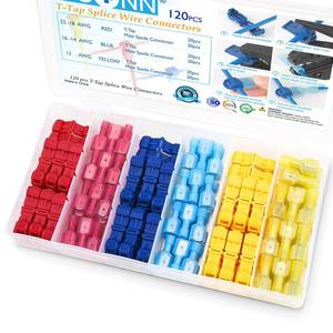 lot 12036 image: TICONN 120Pcs T Tap Wire Connectors, T Wire Quick Splice Connector, T Connectors for Wiring with Storage Case (120Pcs)