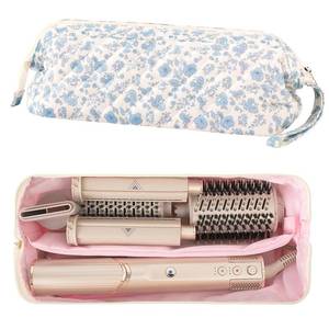 lot 12039 image: Voryssent Quilted Hair Tool Travel Bag, Shark Flex Style Travel Case For Dyson Hair Dryer Airwrap Bag, Curling Iron Bags Quilted For Shark Dyson Revlon Organizer Accessories (Blue flowers)