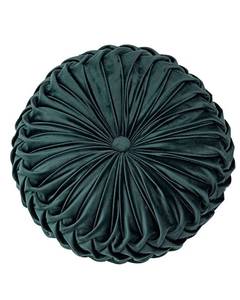 lot 12056 image: HLOVME Round Velvet Pillow for Couch Small Handmade Decorative Throw Pillow for Bed Bedroom 13.7 Dark Green