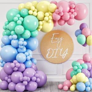 lot 12064 image: ALL-IN-1 Pastel Balloon Arch Kit for Pastel Party Decorations �� Easter Spring Rainbow Party Balloons for Birthday, Baby Shower Decorations - Pastels Balloon Arch Kit with Mixed Sizes Rainbow Balloons