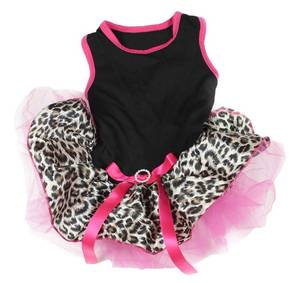 lot 12076 image: Petitebella Plain Leopard Theme Puppy Dog Dress (BlackHot Pink Leopard, XX-Large)