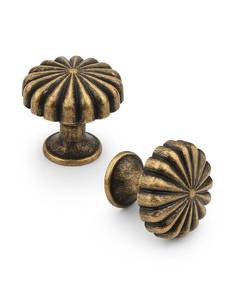 lot 12418 image: Mengico Single Hole Antique Brass Zinc Alloy Cabinet Knobs 5 Pack - Vintage Drawer Pulls for Dresser, Kitchen & Bathroom Hardware