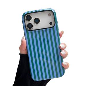 lot 12428 image: CHEDEMK Compatible with iPhone 17 Pro Max Case, Cute Fashion Aesthetic Striped Phone Case for Women, Shockproof Soft TPU and Hard PC Protective Phone Cover for iPhone 17 Pro Max 6.9- Teal