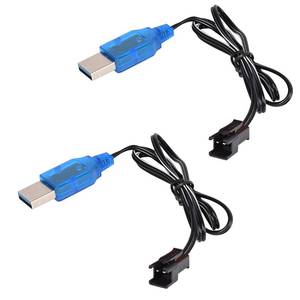 lot 12429 image: SAMLOO 2 Pack 3.7V Lipo Battery USB Charger Cable SM-2P Port Cable for 3.7V RC Boat Car Truck Toy Rechargeable Li-Po Battery Charger
