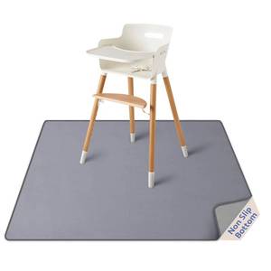 lot 12432 image: Blissful Diary Baby Splat Mat for Under High Chair, 50.4 x 50.4 Inch Wipeable Splash Mat, Waterproof and Washable, Anti-Slip Floor Protector, Gray