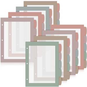 lot 12440 image: Chivertion 8 Sets Big Tab Binder Dividers Plastic 5 Tab Index Divider for 3 Ring Binders with Tabs 40 Pack Morandi Colors Letter Size 11.2 x 9.2 Heavy Duty for School Office Home Students Coworkers