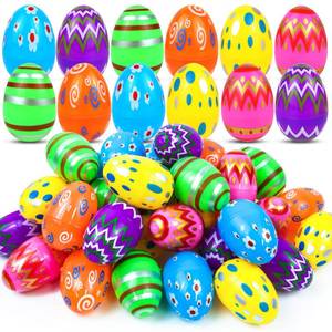 lot 12445 image: JOHOSEEK Plastic Easter Eggs Fillable, 36 PCS Printed Bright Easter Eggs Empty, Colorful Eggs for Easter Gifts Party Favors Eggs Hunt, Easter Basket Stuffers, Plastic Eggs Bulk