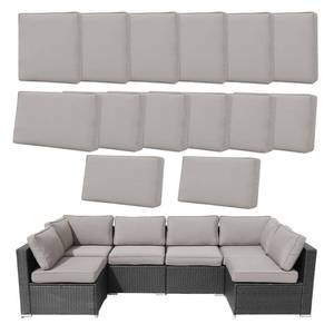 lot 13590 image: Nevsokio 14 Pcs Patio Cushion Covers Replacement Outdoor Couch Cushions Covers Splashproof Sofa Slipcovers Set with Zippers,Patio Furniture Protector, Couch 3 Sizes, Covers Only (Light Gray)