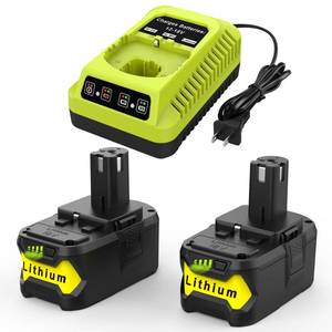 lot 13596 image: 2Pack Replacement for Ryobi 18V Battery P108 P104 P105 P102 P103 P122 P109 Li-ION Compatible with Ryobi 18V ONE System Cordless Power Tools with P117 Charger for Ryobi 18V Lithium Batteries