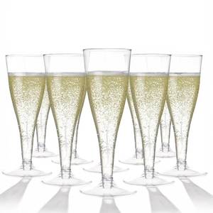 lot 13599 image: Prestee 100 Pack Clear Plastic Champagne Flutes - 4.5 oz Durable Disposable Champagne Glasses for Parties, Weddings, Toasting and Large Celebrations - Elegant Wine Glasses Stemware for Easy Cleanup