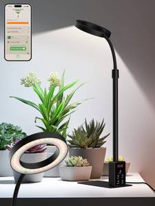 lot 13607 image: Smart Grow Lights for Indoor Plants, Plant Light with Auto-Timer, Full Spectrum LED Grow Light, Adjustable Height & Stepless Dimming,Plant Assistant Suitable for Most Plants (Black(Desktop2))