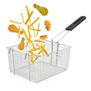 lot 14381 image: Delizon Electric Fryer Basket for Frying Serving Food, with Rubber Handle Grip, 7.2 x 8.3 x 4.3 Heavy Duty Construction Suitable for fry chicken, fish, french fries