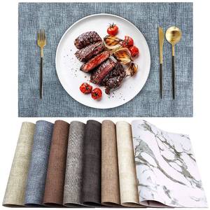 lot 14389 image: LANDVIEW Leather Heat Resistant Placemats Set of 6 Waterproof Wipeable Washable PU Table Mats,Easy to Clean Anti-Slip Place Mats (Blue, 6)