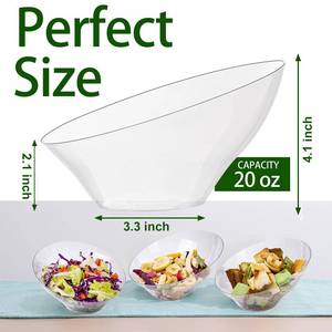 lot 14390 image: bUCLA 12 Pack Clear Plastic Serving Bowls - 20 OZ Angled Serving Bowls Disposable for Chip,Candy,Salad & Fruit - Ideal for Party & Wedding