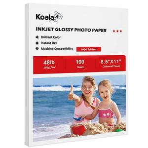lot 14404 image: Koala Glossy Inkjet Photo Paper 8.5X11 Inches 48lb 100 Sheets Professional Glossy Photographic Paper Compatible with Inkjet Printer Use DYE INK 180GSM
