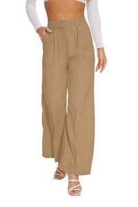 lot 14412 image: FUNYYZO Women Wide Leg Dress Pants High Elastic Waisted 2026 Slacks Business Work Trousers Long Straight Khaki Medium