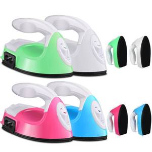lot 14436 image: Zhehao 4 Pcs Mini Craft Iron Small Heat Press 3.39 x 2.36 x 2.56 Portable Heat Transfer Machine with Charging Base Accessories DIY Clothe Bead Patch Bag Hat Vinyl(Rose Red, Green, Blue, White)