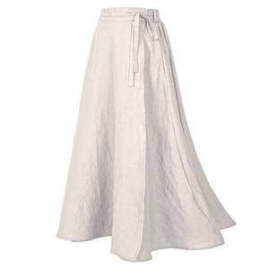 lot 14439 image: Womens Linen Wrap Skirt Casual Maxi Skirt Vintage A line Linen Skirt(Z2973WH,3XL)