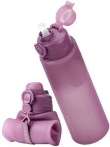 lot 14461 image: TakeToday Collapsible Water Bottles 32oz, Foldable Travel Bottle, TSA-Approved Leakproof Newly Silicone Water Bottle for Hiking, Travel, Outdoors, Purple
