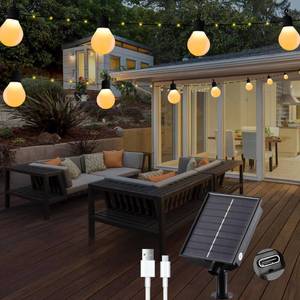 lot 14463 image: LERTDAI Solar String Lights Outdoor with Remote Waterproof 33 Feet 100 LED Solar Patio Lights USB Rechargeable 8 Light Modes Solar Powered String Lights for Garden Christmas Party Decor