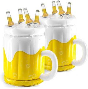 lot 14476 image: Top Race Large 17.5 Inflatable Cooler - Pack of 2 Beer Mug Floating Cooler for Pool Parties and Summer Gatherings - Durable Drink Chiller and Bachelor Party Decorations