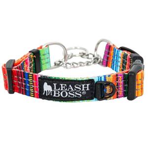 lot 14477 image: Leash Boss Martingale Collar for Dogs - Steel Chain  Reflective Nylon Dog Collar for Large Dogs, Medium and Small Dogs  No Pull Pet Training Collar Small