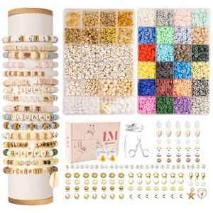 lot 14488 image: Lynnmos Clay Beads 8000 Pcs 2 Boxes Bracelet Making Kit - 24 Colors Polymer Clay Beads for Bracelet Making Set - Heishi Disc Beads for Jewelry Making kit with Charms and Gift Pack for Girls