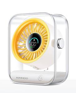 lot 18110 image: KIMMOO USB Desk Fan, Quiet Table Fan with Turbo Airflow, 100 Speeds, Digital Display, 90° Rotating, Small Rechargeable Battery Desktop Fans for Bedroom Home Office Travel, Ivory