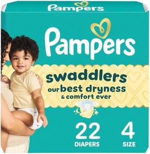 lot 18123 image: Pampers Swaddlers Diapers, Size 4 (15-34 lbs), 22 Count, Absorbent, Keeps Baby Dry and Comfortable, Skin Safe Disposable Baby Diaper (Packaging May Vary)