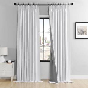 lot 18131 image: Cniuyhi White Linen Textured Pinch Pleated Curtains 96 Inch Length Full Blackout Back Tab Curtains, Energy Saving Patio Door Pleated Drapes with Hooks for Bedroom Living Room, 40 x 96, 1 Panel