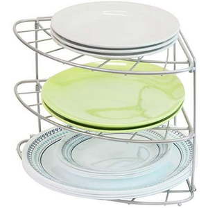 lot 18138 image: Simple Houseware 3-Tier Counter Corner Shelf Organizer  Silver